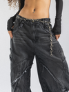 FRINGED JEAN - BLACK