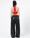 LEATHER MAXI PANT - BLACK