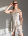 LACE ASYMMETRIC DRESS - CREMA
