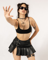 LEATHER MINI SKIRT- BLACK