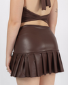 LEATHER MINI SKIRT- BROWN
