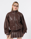 LEATHER MINI SKIRT- BROWN