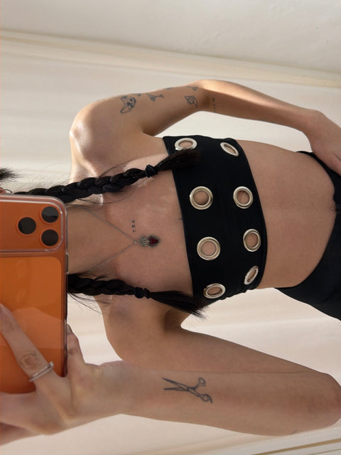 CROSSED TOP - BLACK