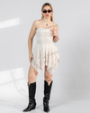LACE ASYMMETRIC DRESS - CREMA