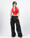 LEATHER MAXI PANT - BLACK