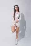 LACE SLEEVES MINI DRESS - BONE