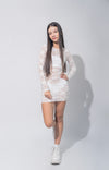 LACE SLEEVES MINI DRESS - BONE