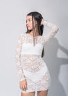 LACE SLEEVES MINI DRESS - BONE