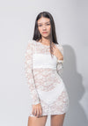 LACE SLEEVES MINI DRESS - BONE